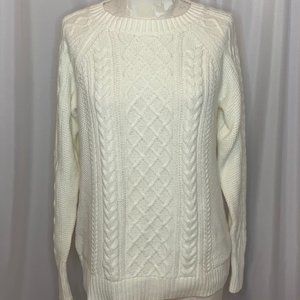 GAP Women's White Cable Knit Sweater Large